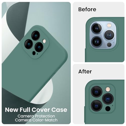 Image of FireNova Designed for iPhone 13 Pro Max Case, Silicone [Camera Protection] Phone Case, Soft Anti-Scratch Microfiber Lining Inside, 6.7 inch, Midnight Green