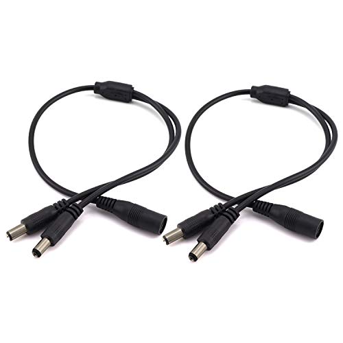 TOTOT 2PCS 5.5x2.1mm DC Power Splitter Cable 1 Female to 2 Male Plug Adapter Connector Cable for CCTV Camera LED Strip Light Power Supply Accessories