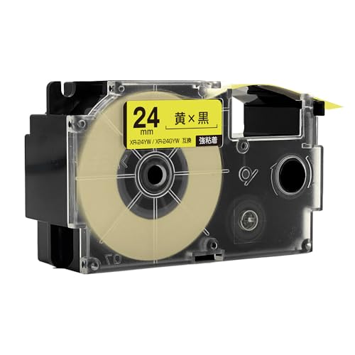 カシオ用 ネームランド XR-24YW XR-24GYW 24mm 黄テープ 黒文字 強粘着 単品 互換テープ ラベル テープカートリッジ ネームランドテープ対応