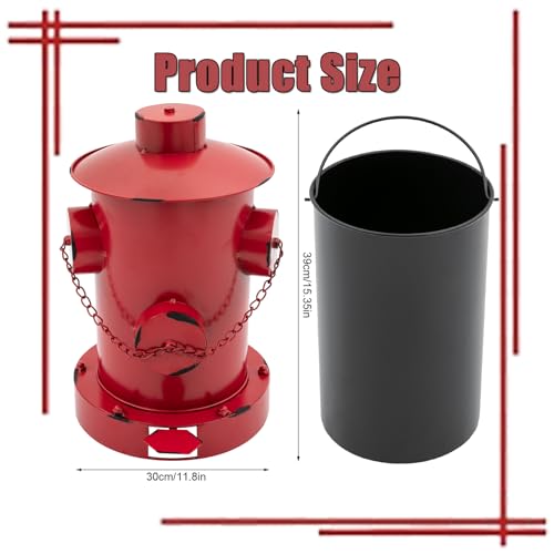 Image of LOYALHEARTDY Fire Hydrant Trash Can, Retro Creative Garbage Can with Removable Inner Bucket, Wrought Iron Pedal Trash Can, Indoor Outdoor Waste Bins for Park Garden Kitchen Garbage, Red