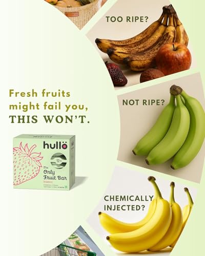 Image of Hullo The Only Fruit Bar - Strawberry (Pack of 12 x 30g) | Healthy Energy Snack Bar for Kids & Adults with No Added Sugar & No Preservatives | Made with Only Strawberry, Banana, Black Grapes & Date