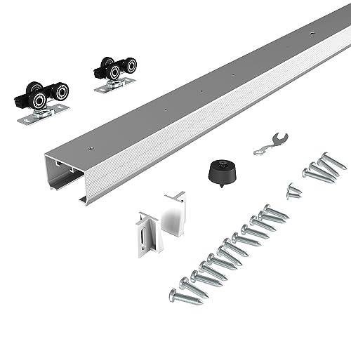 JUBEST 7FT Commercial Grade Pocket Door Hardware and Track Set, Sliding Door Hardware 80.7", Durable and Smoothly, Easy to Install by JUBEST - Used condition - US$71.15