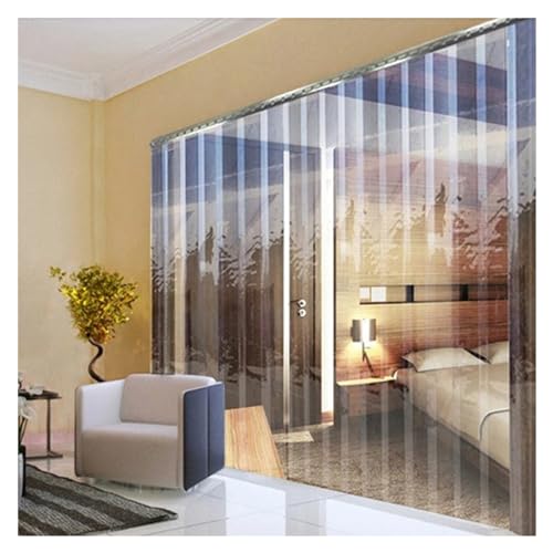 Rideau de porte à lanières PVC 135x400 cm pour isolation de garage et entrepôt
