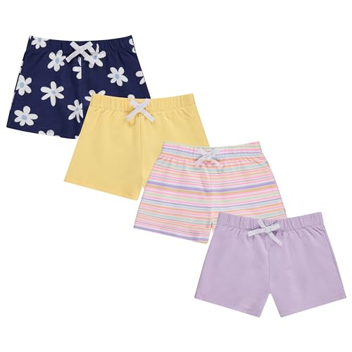 Image of BTween 4 Pack Girls Shorts, Cotton French Terry Shorts for Girls, Kids Summer Clothing