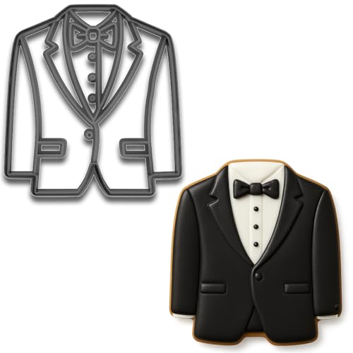 Bow Tie Tuxedo Cookie Cutter – 4x3.69" Stylish Suit Design for Weddings & Events (Random Color)