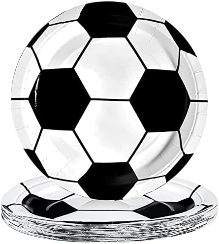 50PCS Soccer Party Plates Soccer Birthday Party Supplies Soccer Paper Plates Disposable Dinner Plates Paper Food Trays Party Tableware Soccer Theme Party Supplies for Chips Salad Bread Plates (9 Inch)