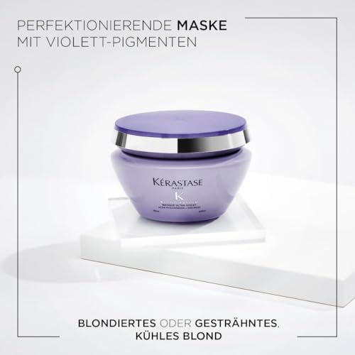 2. Bild von Kérastase Haarmaske für trockenes und blondiertes Haar, Gegen Gelbstich, Mit Hyaluron und Neutralisatoren, Masque Ultra-Violet, Blond Absolu, 200 ml