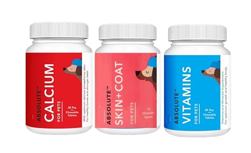 Image of Dog Calcium + Vitamin + Skin & Coat Tablets | Complete Health Supplement Combo for Dogs | Strong Bones, Immunity & Shiny Coat (18 Tablets Each, 3 Pack)