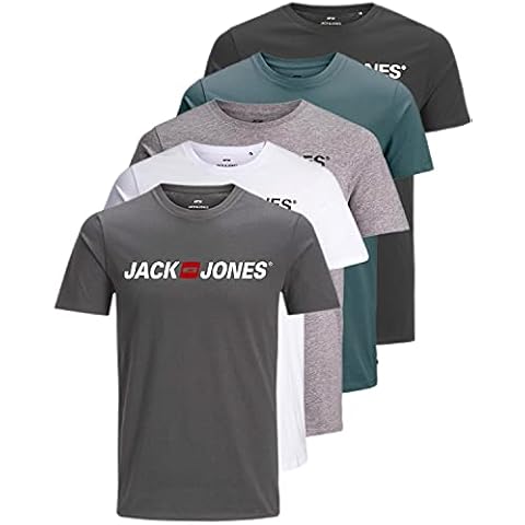 Jack & Jones Pack de 5 Camisetas Hombre, Algodón, Manga Corta, Tallas S-3XL Cover