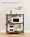 VASAGLE Kitchen Shelf on Wheels, 31.5 Inches Serving Cart with 3 Shelves, Kitchen Cart, Microwave Shelf, for Mini Oven, Toaster, with 6 Hooks, Industrial Style, Rustic Brown and Ink Black UKKS067K01