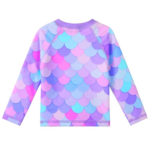 HUAANIUE Baby/Toddler Girls 2 Piece Rash Guard Long Sleeve Swimsuit Set PurpleScale 2-3T - Thumbnail 3