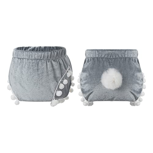 Kaerm Newborn Cute Bloomers Shorts Baby Girls Soft Velvet Bottoms for Easter Birthday Party Photography Gray 18-24 Months