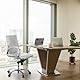 hjh OFFICE 660512 Profi Chefsessel Parma 10 Leder Weiß/Chrom moderner Bürostuhl, mittelhohe Rückenlehne