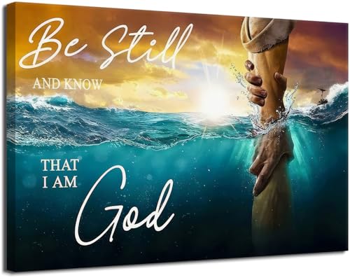 Jesus Wall Art The Hand of God Jesus Reaching Into Water Pictures Wall Decor Christian Poster Prints Religious Room Poster Artwork for Living Room Bedroom Church Decorations 12" x 16"