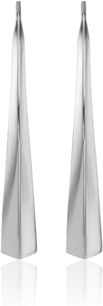 IceCarats 14K Solid White Gold Knife Edge Threader Earrings 43.25mm 1 3/4 inch Polished For Her
