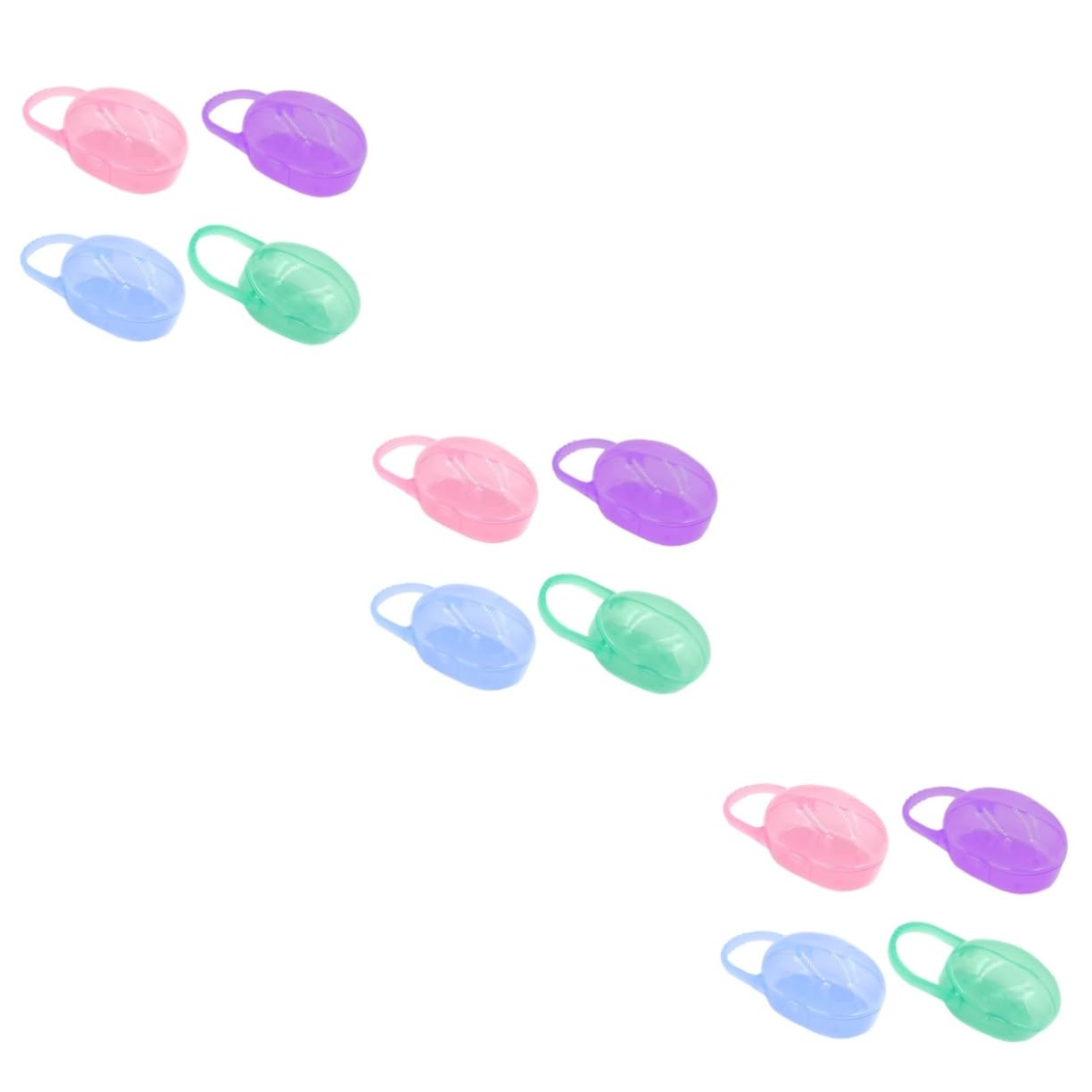 Toyvian 12pcs Portable Pacifier Storage Box Practical Material Case for Soothing Lightweight Easy to Clean Convenient Carry Loop for May Vary