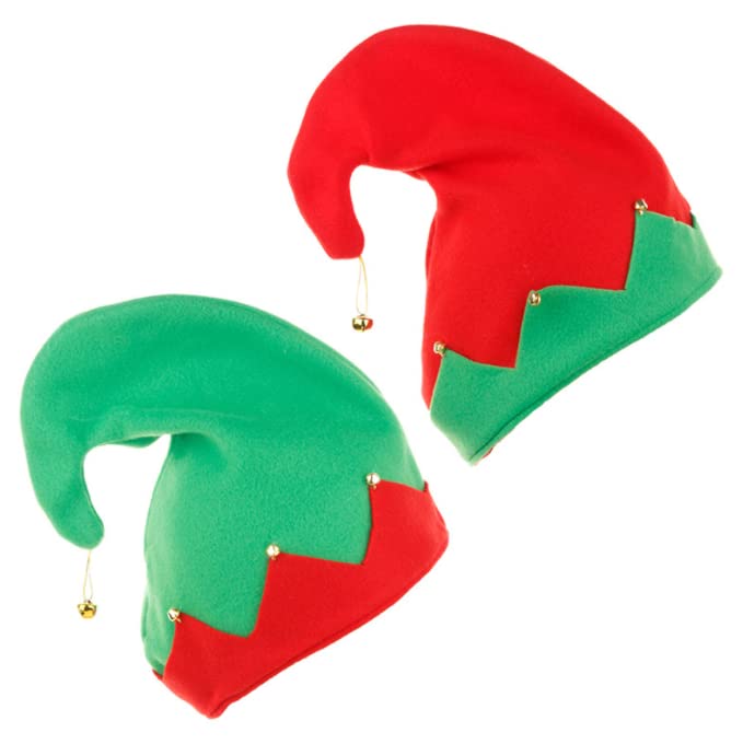 Dusenly 2pcs Christmas Elf Hat with Bells Santa Elf Hats Elf Costume Hat for Christmas Party Decoration Supplies
