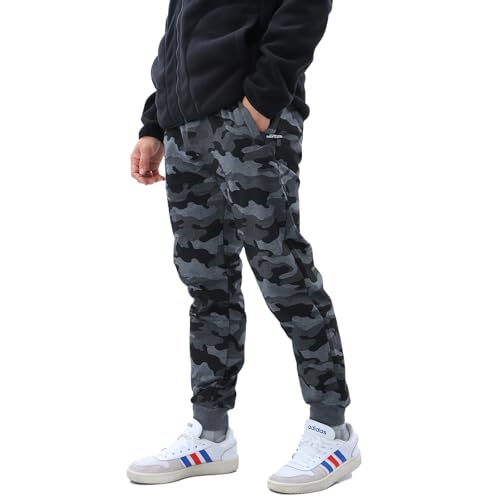 LY4U Pantalón de Chándal Hombre, Joggers de Camuflaje con Bolsillo con Cremallera, Pantalón de Gimnasia Transpirable con Cintura Elástica para Entrenamiento de Carrera, Gris XL