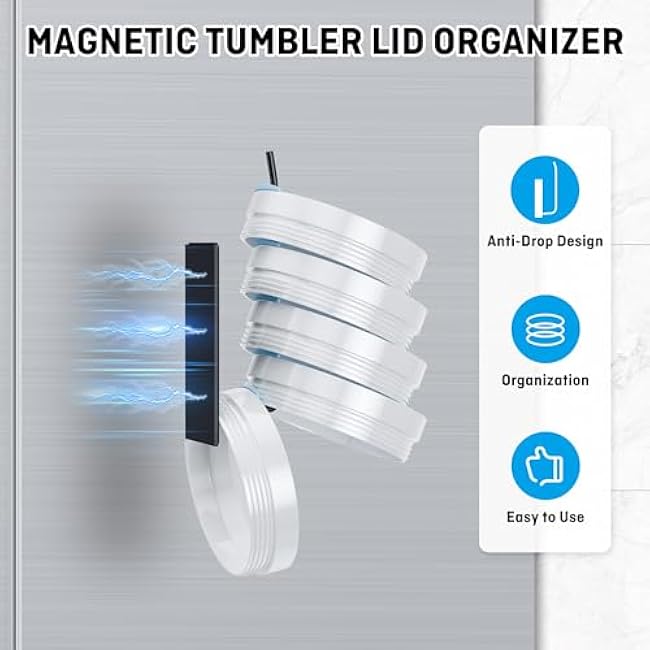 Magnetic Cup Holder for Fridge, 2 Pack Stanley Cup Holder, Water Bottle Organizer for Stanley 30/40 oz, Tumbler Lid Organizer for Stanley Cup Organizer, Stanley Cup Accessories