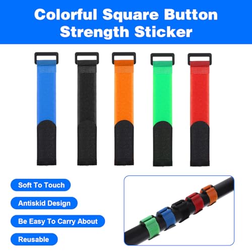 Sorcristy 20 Pcs Fishing Rod Straps, 5 Color Hook & Loop Fish Rod Belts, Adjustable Elastic Tackle Belt Ties Casting Rods Fishing Pole Straps FishingRod Ties for Casting, Fly Rods