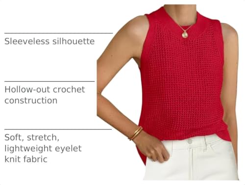 Image of PRETTYGARDEN Womens Summer Crochet Tank Tops Knit Sweater