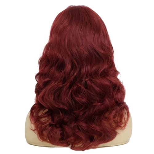 Image of Swiking Brown Red Curly Wig with Bangs Big Bouffant Beehive Wigs for Women 50s 70s Synthetic Wig Halloween Costume Wigs
