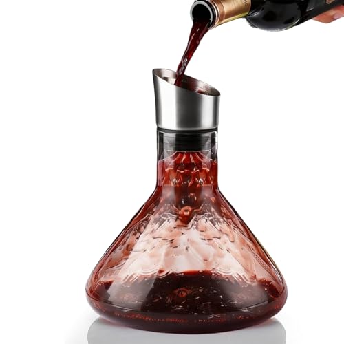 Kristallglas Rotwein Dekanter 1500 ml mit Weinbelüfter & Filter – Tropffreie Weinkaraffe, Edles Geschenk für Weinliebhaber & Schwiegereltern vino air dekanter