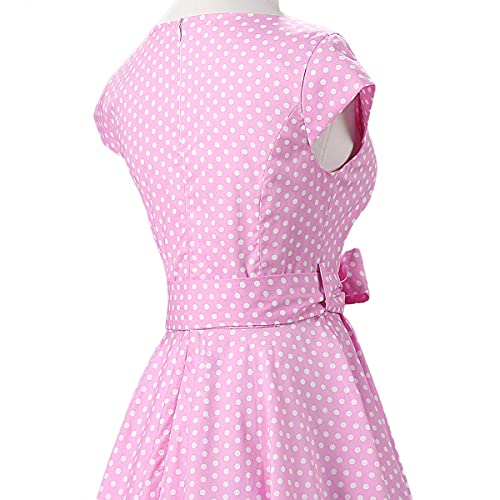 Image of 50s Dresses for Women Vintage 1950s Halter Retro Cocktail Dress 50s Polka Dot Pinup Rockabilly Audrey Hepburn Tea Party Dress