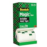 Bild zur Illustration Scotch Magic Klebeband – Vorteilspack 14 Rollen 19mm x 33m, Allzweck-Klebeband für die Reparatur, Etikettierung und zum Verschließen von Dokumenten