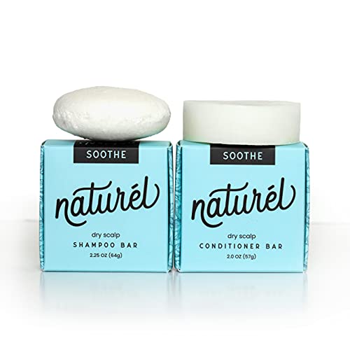 Naturel Soothe Dandruff Shampoo Bar, Dry Scalp Shampoo Bar and Conditioner Bar, Shampoo Bar and Conditioner Bar Set, Tea Tree and Peppermint, Vegan & Cruelty Free, Zero Waste, Made in USA