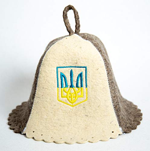 Rushnichok Sauna Hat + Slippers for Men - Russian Sauna Slippers - Sauna Male Slippers Wool - Sauna Men's Hotel Slippers Male - Ukrainian banya Slippers - Ukraine Trident - Felt Sauna Wool