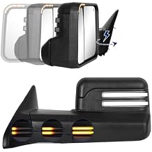 Power Folding Switchback Towing Mirror Replacement with 2009-2018 Dodge Ram 1500 2500 3500 Pickup Truck with Power Adjusted Glass Heated LED Running Light Turn Signal Light Puddle Lamp Temp Sensor