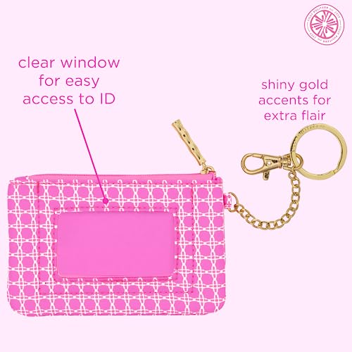 Lilly Pulitzer ID Holder Wallet, Wallet with Zip Close, Cute Card and ID Case for Women, Havana Pink Caning2