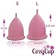 CozyCup Menstruationstasse CLASSIC - Made in Germany - inklusive Sterilisierbecher und Baumwoll-Beutel (Rosa Groß)