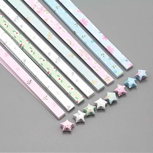 Rosojodg 400 Sheets Colour Cute Floral Origami Stars Paper Folding Strips Package DIY Paper Origami Paper