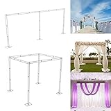 Generic Amon Tech 10 x 10 x 10ft Heavy Duty Wedding Backdrop Stand Kit,Sturdy 4 Post Canopies Chuppah Mandap Frame for Party Curtain Decoration Background Stand with 4 Reinforced Bases, White