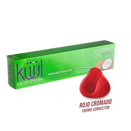 Coloración, Wireless KÜÜL - Color System Tinte Permanente para Cabello Color Rojo Cromado 90 ml, con Aceite de Coco, Filtro UV y Colágeno, Prolonga Intensidad del Color, Aporta...