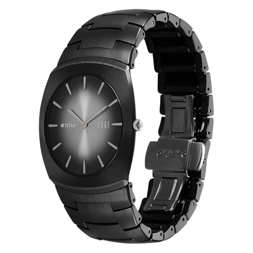 Image of Titan Edge Fumage Quartz Analog with Black Dial Black Ceramic Strap Watch for Men - 10055NC01