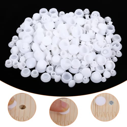 Image of Oruola 180pcs White Hole Plugs,6 Sizes Plastic Hole Plugs,Hole Plugs Assorted for Nail Holes, Screw Holes, Partition Holes in Cabinets, Brackets, Shelves (5mm /6mm /8mm /10mm /12mm /14mm)