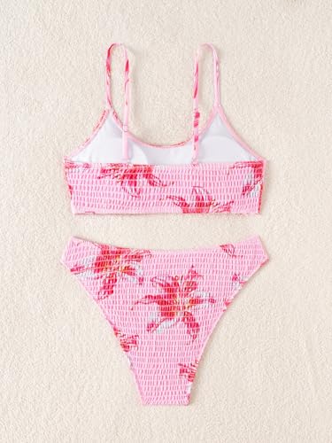 Image of Fanuerg Women's Ribbed Bikini Sets Scoop Neck Cheeky Swimsuit Textured Two Piece Bathing Suit