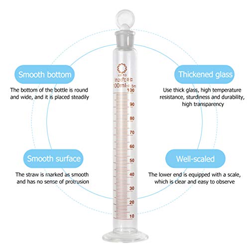 ULTECHNOVO Cilindro de MediÃ§Ã£o de GraduaÃ§Ã£o de Vidro Experimento Ferramentas de MediÃ§Ã£o de LÃ­