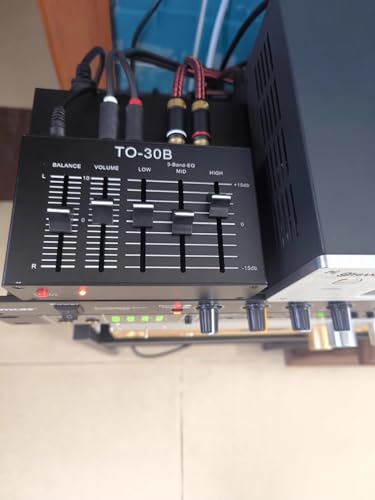 Ecualizador de Audio Estéreo con Controles de Graves, Medios y Agudos, Balance y Volumen, Entradas/Salidas RCA para Sistema de Cine en Casa, Tornamesa, Amplificador y Audio para Auto miniatura 5