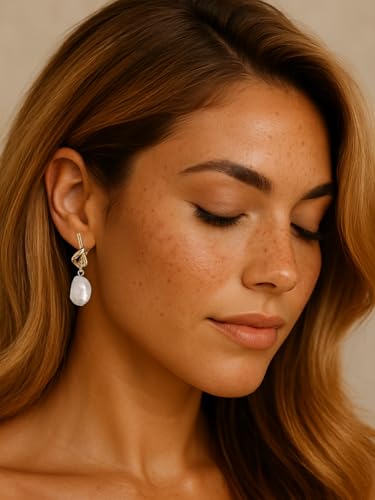 14K Gold Plated Knot Pearl Drop Earrings for Women Elegant Baroque Freshwater Pearl Design Dangle Earrings, Minimalist Gold Twist Design, Lightweight Statement Jewelry for Long Wear, Dainty Chic Classy and Classic3
