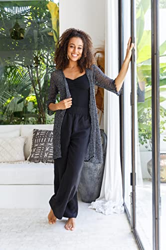 Back From Bali Womens Metallic Sheer Long Cardigan Open Front Shrug Lite Kimono Sweater Lightweight Knit4