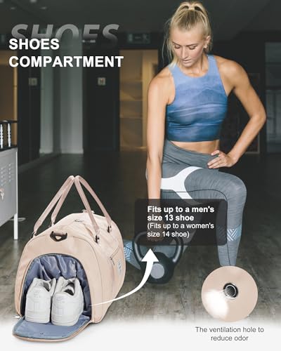 Image of Gym Bag Womens Mens with Shoes Compartment and Wet Pocket Travel Duffel Bag for Women for Plane Sport Gym Tote Bags with Toiletry Bag Waterproof Weekend Overnight Carry on Bag Hospital Holdalls