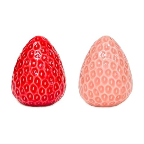Qiuhome Strawberry Salt and Pepper Shakers Cute Ceramic Salt and Pepper Shakers Set Cover