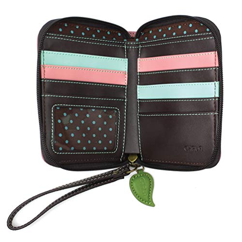 Image of CHALA Zip Around Wallet, Wristlet, 8 Credit Card Slots, Sturdy Pu Leather - Pink Rose - Pink