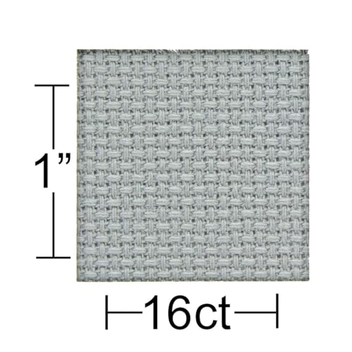 Image of Essentials By Leisure Arts Aida Cloth, 16 Count, Light Gray, Cross Stitch Fabric, Embroidery Fabric, Cross Stitch Supplies for Crafting, Stitching, and Sewing Projects 15X18
