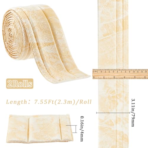 GORGECFAFT 2 Rolls 2.3mx79mm Crown Molding Peel and Stick Mirror Edging Frame Lines Wall Base Moccasin 3D Wall Edging Foam Flexible Wallpaper Border Ceiling Baseboard for Home DIY Furniture Home Decor - Image 2