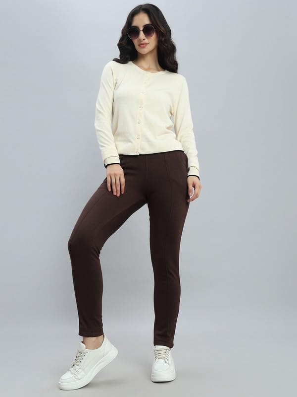 Image of GO COLORS Solid Ultra Warm Kurti Pant for Women | Mid Rise, Warm tech